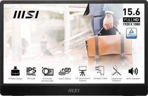 MSI Pro MP161 Portable Monitor 156 FHD IPS 1080p USB TypeC MiniHDMI Builtin Speakers Perfect for PC Mac PS5 PS4 Xbox Mobile Metal Gray