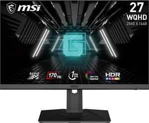 MSI 27" Gaming Monitor, 2560 x 1440 (QHD), Rapid IPS, 1ms, 170Hz, G-Sync Compatible, HDR Ready, HDMI, Displayport, Tilt, Swivel, Height Adjustable, Pivot, G274QPF