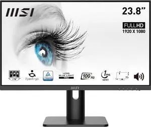 MSI PRO MP243XP 24-inch IPS 1920 x 1080 (FHD) Computer Monitor, 100Hz, Adaptive-Synch, HDMI, DisplayPort, VESA Mountable, Tilt, Height Adjustable, Speaker, 1ms, Black