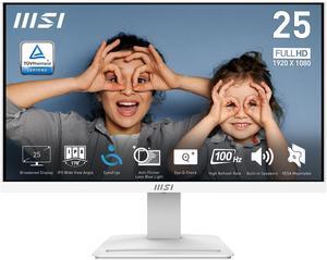 MSI PRO MP253W 24.5-inch IPS 1920 x 1080 (FHD) Computer Monitor, 100Hz, Adaptive-Synch, HDMI, DisplayPort, VGA Port, VESA Mountable, Tilt, Speaker, 1ms, White