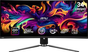 MSI 34" 240 Hz QD-OLED UWQHD Gaming Monitor 3440 x 1440 (2K) 97.8% Adobe RGB / 99.3% DCI-P3 / 139.1% sRGB MPG 341CQPX QD-OLED