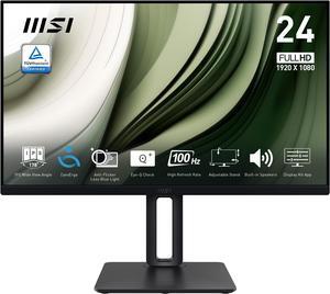 MSI PRO MP245PG, 24" IPS 1920 x 1080 (FHD) Computer Monitor, 100Hz, Adaptive-Synch, EPEAT Silver, HDMI, DisplayPort, VESA Mountable, Tilt, Height Adjustable, Speaker, 1ms, Black