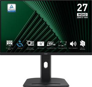 MSI PRO MP275QPG, 27-inch IPS 2560 x 1440 (QHD) Monitor, 100Hz,Adaptive-Synch, HDMI, DP Port, VESA Mountable, Height Adjustable, Tilt, Speaker, 1ms, Black