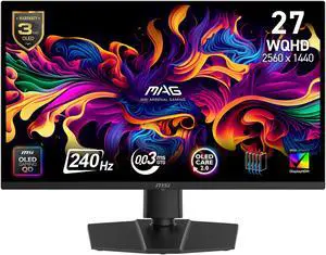 MSI 27" (26.5" Viewable) 240 Hz OLED WQHD Gaming Monitor Adaptive Sync MAG 271QP QD-OLED X24