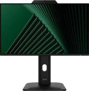 MSI PRO MP242PMG, 24-inch IPS 1920 x 1080 (FHD) Computer Monitor, 120Hz, Webcam, Adaptive-Synch, EPEAT Silver, HDMI, DisplayPort, VGA Port, VESA Mountable, Tilt, Height Adjustable, Speaker, 1ms, Black