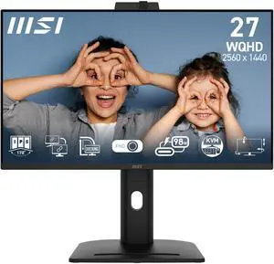 MSI PRO MP275QPDG, 27" IPS, QHD, 100hz, Height Adj. stand, Speaker, Webcam, Ethernet Interface - 1x LAN Port (1Gbps)