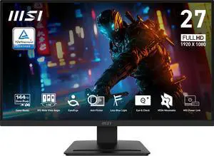 MSI PRO MP273L E14 27-inch IPS 1920 x 1080 (FHD) Gaming Office Monitor, 144Hz, Adaptive-Synch, HDR Ready, HDMI, VGA Port,VESA Mountable, Tilt, 4-side slim bezel ,1ms, Black