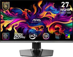 MSI 27" 500 Hz QD-OLED 2560 x 1440(QHD) Gaming Monitor FreeSync (AMD Adaptive Sync) MAG 272QP MAG 272QP QD-OLED X50