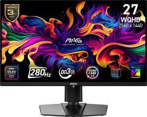 MSI 27" 280 Hz QD-OLED 2560 x 1440 (QHD) Gaming Monitor FreeSync (AMD Adaptive Sync) MAG 271QP MAG 271QP QD-OLED X28