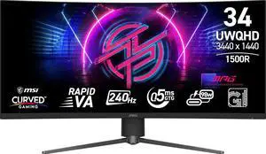 MSI 34" 3440x1440 240 Hz Rapid VA UWQHD Gaming Monitor FreeSync (AMD Adaptive Sync) MPG 346CQRF X24