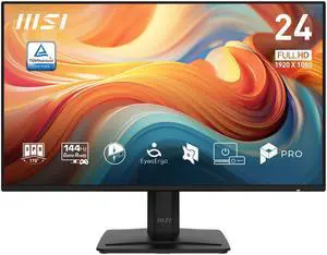 MSI 23.8" 144 Hz IPS FHD Monitor 1ms (MPRT) / 4ms (GtG) FreeSync (AMD Adaptive Sync) 86% Adobe RGB / 91% DCI-P3 / 121% sRGB (CIE 1976) Flat Panel PRO MP242 E14A