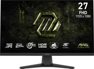 MSI MAG 272F X24 27" FHD Gaming Monitor 1920x1080 240Hz 0.5ms HDR Ready FreeSync Premium Rapid IPS Anti-Glare HDMI 2.0b DisplayPort Height Adjustable VESA Mount