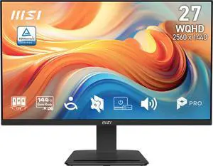 MSI PRO MP273Q E14 27" IPS 2560 x 1440 (QHD) Computer Monitor, 144Hz,Adaptive-Synch, HDMI, DP Port, VESA Mountable, Tilt, Speaker, 1ms, Black