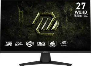 MSI 27" 200 Hz Rapid IPS WQHD Gaming Monitor FreeSync Premium & G-Sync Compatible Adobe RGB 93% / DCI-P3 92% / sRGB 121% MAG 274QF E20 MSI 27" 200 Hz Rapid IPS WQHD Gaming Monitor FreeSync Premium & G-Sync Compatible Adobe RGB 93% / DCI-P3 92% / sRGB 121% MAG 274QF E20