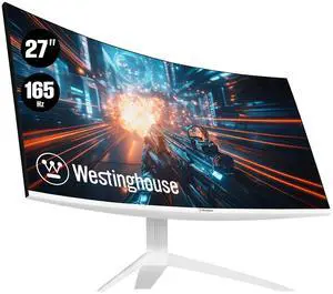 Westinghouse 27" Curved Full HD White Gaming Monitor, 165Hz, AMD FreeSync Support, Low Motion Blur, 1500R Curve, 1920 x 1080, for PC Games with Built in Speakers, DisplayPort, 2X HDMI WC27GX6230W