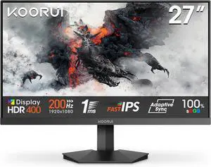 KOORUI 27" 1920 x 1080 200 Hz IPS Gaming Monitor FreeSync Premium (AMD Adaptive Sync) 89% DCI-P3 G2711P