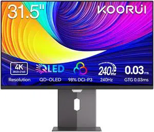 KOORUI 31.5" 3840 x 2160 (4K) 240 Hz QD-OLED Gaming Monitor FreeSync Premium & G-Sync Compatible 98% DCI-P3 S3241XO