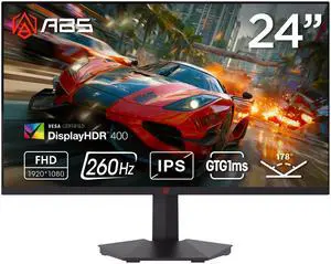 ABS GF241NE 23.8" FHD Gaming Monitor 1920x1080 260Hz 1ms HDR400 Fast IPS 90% DCI-P3 FreeSync Compatible Anti-Glare Low Blue Light HDMI DisplayPort VESA Mount