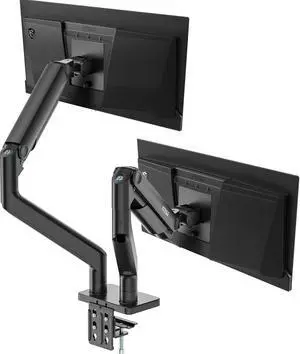 MSI MAG MT201D - Premium Heavy Duty Dual Monitor Stand Arms, 17-45" Support, VESA Compatible, Adjustable Spring Assisted Mount, 44 lbs per Screen Capacity, Clamp & Grommet, Quick Release Plate - Black