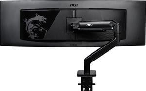 MSI MAG MT201 - Premium Heavy Duty Single Monitor Stand Arm,  Supports 17-49" Screens and 44 lbs, VESA Compatible, Adjustable Spring Assisted Mount, Clamp & Grommet, Quick Release Plate - Black