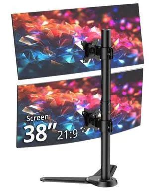 SIIG Dual 38IN Vertical Freestanding Heavy-Duty Monitor Stand - Fits 1338IN Flat/Curved/Ultrawide - up to 26.5 lbs Each - 31.6IN Adj Pole - Full Motion - CE-MT5J11-S1 SIIG Dual 38IN Vertical Freestanding Heavy-Duty Monitor Stand - Fits 1338IN Flat/Curved/Ultrawide - up to 26.5 lbs Each - 31.6IN Adj Pole - Full Motion - CE-MT5J11-S1