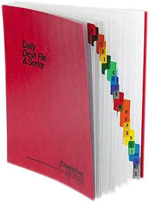 Pendaflex Expanding Desk File, 23 Dividers, Alpha, Letter-Size, Red Cover 11017