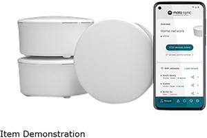 Motorola MH7603 | WiFi 6 Router + Intelligent Mesh System | 3-Pack | Easy Setup, Security, Adblocking & Parental Controls with The Motosync app | AX1800 WiFi
