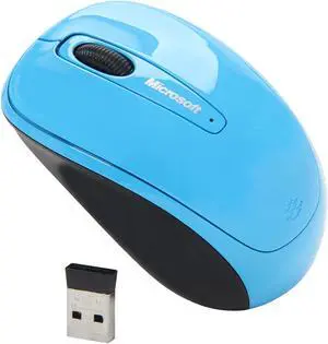 Microsoft 3500 Wireless Mobile Mouse - Cyan Blue .Comfortable design, Right/Left Hand Use, Wireless, USB 2.0 with Nano transceiver for PC/Laptop/Desktop, works with Mac/Windows Computers