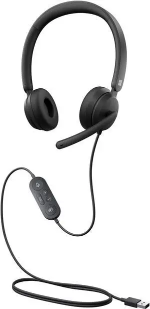 Microsoft Modern USB Headset - Wired Headset,On-Ear Stereo Headphones with Noise-Cancelling Microphone, USB-A Connectivity, In-Line Controls, PC/Mac/Laptop - Certified for Microsoft Teams