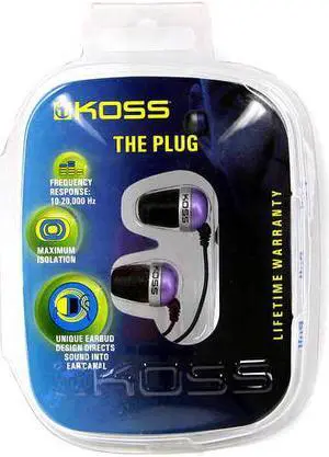 KOSS THE PLUG Zebra Hot Pink 144428 3.5mm Connector Canal Portable Stereo Headphones
