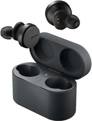 Philips Audio T8506 Wireless Earbuds, Hybrid Active Noise Canceling Pro+ (ANC Pro+), True Wireless Bluetooth 5.2, IPX4 Water Resistant, USB-C Charging, Wireless Qi-charging compatible case, Black
