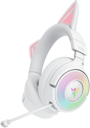 Razer Kraken Kitty V3 Pro Wireless RGB Gaming Headset, Chroma RGB Kitty Ears, 2.4 GHz, Bluetooth 5.3, USB A, Super Wideband Mic, 40mm Drivers, THX Spatial Audio, 70 Hr Battery, White Razer Kraken Kitty V3 Pro Wireless RGB Gaming Headset, Chroma RGB Kitty Ears, 2.4 GHz, Bluetooth 5.3, USB A, Super Wideband Mic, 40mm Drivers, THX Spatial Audio, 70 Hr Battery, White