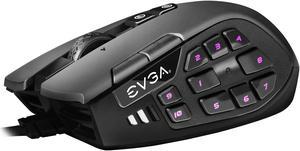 EVGA X15 MMO Gaming Mouse, 8k, Wired, Black, Customizable, 16,000 DPI, 5 Profiles, 20 Buttons, Ergonomic 904-W1-15BK-K3