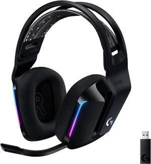 Logitech G733 Lightspeed Wireless Gaming Headset with Suspension Headband Lightsync RGB Blue VOCE mic technology and PROG audio drivers  Black