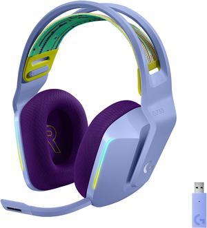 Logitech G733 LIGHTSPEED Wireless Gaming Headset with suspension headband LIGHTSYNC RGB Blue VOCE mic technology and PROG audio drivers  Lilac