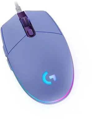 Logitech G203 Wired Gaming Mouse, 8,000 DPI, Rainbow Optical Effect LIGHTSYNC RGB, 6 Programmable Buttons, On-Board Memory, Screen Mapping, PC/Mac Computer and Laptop Compatible - Lilac