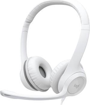 Logitech H390 Wired Headset for PC/Laptop, Stereo Headphones with Noise Cancelling Microphone, USB-A, In-Line Controls, off white