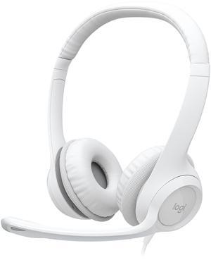 Logitech H390 Wired Headset for PC/Laptop, Stereo Headphones with Noise Cancelling Microphone, USB-A, In-Line Controls, off white