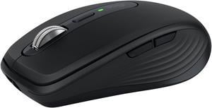Logitech MX Anywhere 3S Compact Wireless Mouse, Fast Scrolling, 8K DPI Any-Surface Tracking, Quiet Clicks, Programmable Buttons, USB C, Bluetooth, Windows PC, Linux, Chrome, Mac, Black