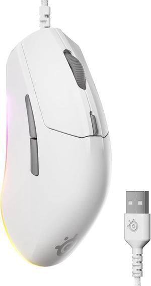 SteelSeries Rival 3 Gen 2 Gaming Mouse — 8500 DPI TrueMove Core Optical Sensor, 60 Million Click Durability, Low Latency, 77g Lightweight, 100% PTFE Feet, RGB — White