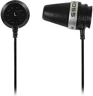 KOSS Sparkplug Earbud Stereophone with Microphone Black Element Connects to Tubular Port