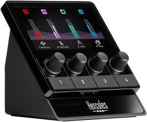 Hercules Stream 100, Audio Mixer for Content Creators, Streaming, and Gaming, Up to 8 Tracks, LCD Screen, High Resolution Encoders, 4 Actions Buttons and Customizable Interface.- Windows PC Only