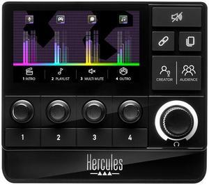 Hercules Stream 200 XLR, Pro Audio Mixer for Advanced Content Creators, Streaming, and Gaming, with XLR Mic Pre-Amp, LCD Screen, High Resolution Encoders, 4 Actions Buttons and Customizable Interface.
