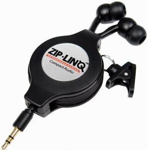 Ziplinq Black ZIP-AUDIO-CD6 2.5mm Connector Canal Retractable 2.5mm Black Earbuds
