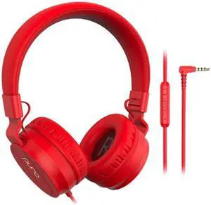 Puro Sound Labs PuroBasic Red PBRED 3.5mm Connector Wired Volume Limited Headphones
