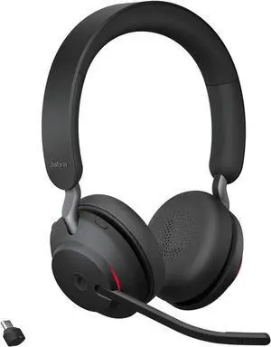 Jabra Evolve2 65 Bluetooth Wireless Headset with Mic for Calls and Music, Dual-Ear Headphones with USB-C Adapter, Up to 37 Hours Battery, Noise-Cancelling, Works with Microsoft Teams, Black (189) Jabra Evolve2 65 Bluetooth Wireless Headset with Mic for Calls and Music, Dual-Ear Headphones with USB-C Adapter, Up to 37 Hours Battery, Noise-Cancelling, Works with Microsoft Teams, Black (189)