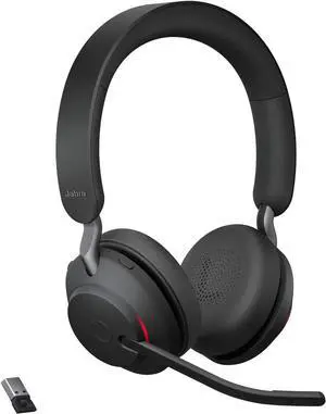 Jabra Evolve2 65 Bluetooth Wireless Headset with Mic for Calls and Music, Dual-Ear Headphones with USB-A Adapter, Up to 37 Hours Battery, Noise-Cancelling, Works with Online Meeting Apps, Black (193) Jabra Evolve2 65 Bluetooth Wireless Headset with Mic for Calls and Music, Dual-Ear Headphones with USB-A Adapter, Up to 37 Hours Battery, Noise-Cancelling, Works with Online Meeting Apps, Black (193)