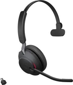 Jabra Evolve2 65 Bluetooth Wireless Headset with Mic for Calls and Music, Single-Ear Headphones with USB-C Adapter, Up to 37 Hours Battery, Works with Online Meeting Apps, Black Jabra Evolve2 65 Bluetooth Wireless Headset with Mic for Calls and Music, Single-Ear Headphones with USB-C Adapter, Up to 37 Hours Battery, Works with Online Meeting Apps, Black