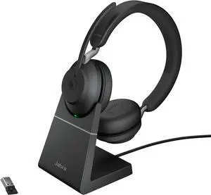 Jabra Evolve2 65 Bluetooth Wireless Headset with Mic for Calls and Music, Dual-Ear Headphones with USB-A Adapter and Charging Stand, Up to 37 Hours Battery, Works with Online Meeting Apps, Black Jabra Evolve2 65 Bluetooth Wireless Headset with Mic for Calls and Music, Dual-Ear Headphones with USB-A Adapter and Charging Stand, Up to 37 Hours Battery, Works with Online Meeting Apps, Black