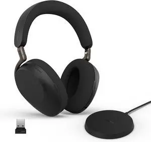 Jabra Evolve3 85 Over-Ear Wireless Bluetooth Headset with Mic and Wireless Charging Stand for Work, USB-A, AI Voice Call Technology, Adaptive ANC, 25-Hour Battery, Works with Meeting Apps, Black Jabra Evolve3 85 Over-Ear Wireless Bluetooth Headset with Mic and Wireless Charging Stand for Work, USB-A, AI Voice Call Technology, Adaptive ANC, 25-Hour Battery, Works with Meeting Apps, Black